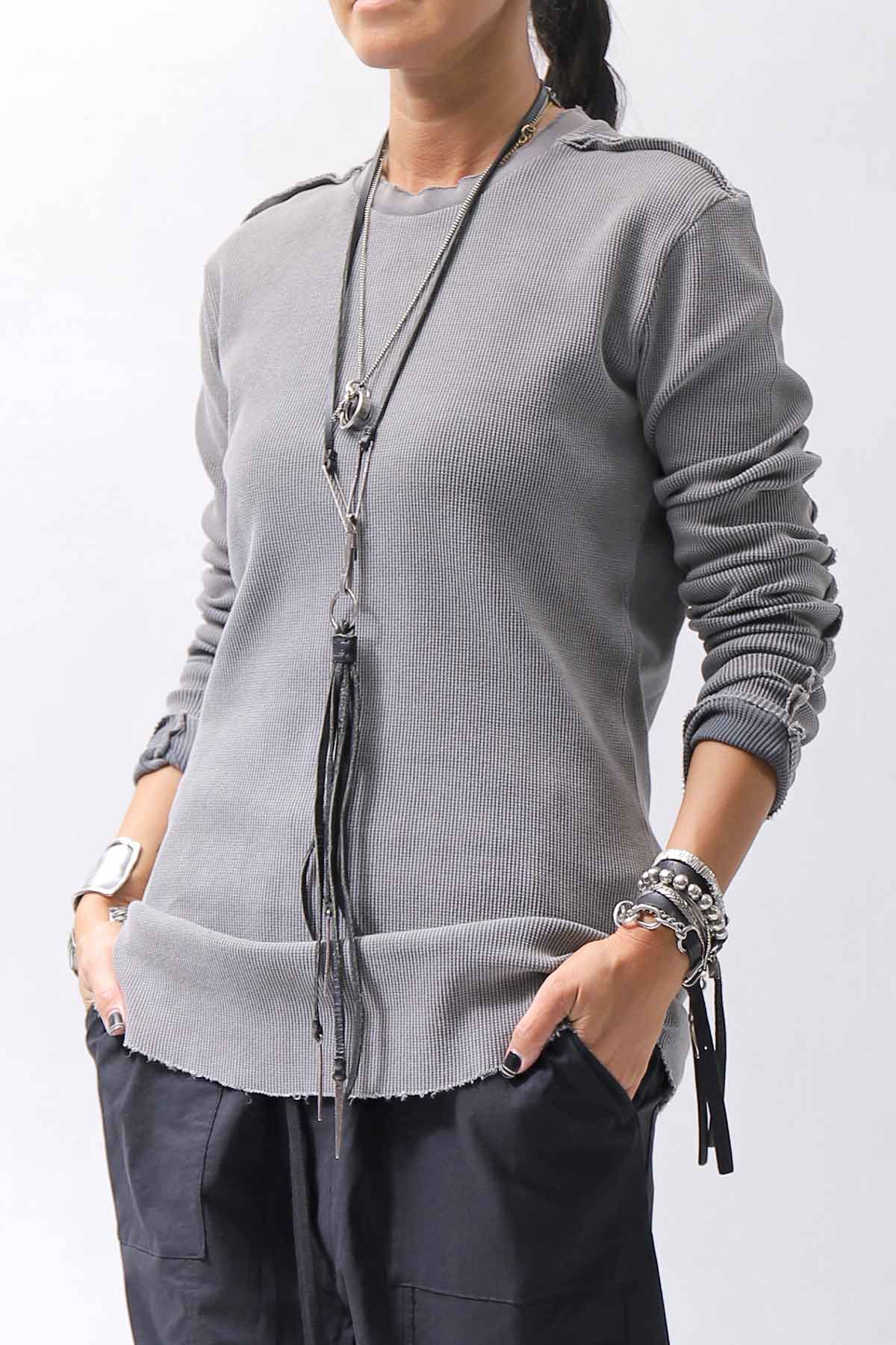 【thom/krom】 UNISEX WAFFLE COTTON LONG SLEEVE MT898_USED GREY