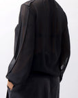 【thom/krom】 LONG SLEEVE SEE THROUGH SHIRT WH10_BLACK