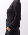 【thom/krom】 LONG SLEEVE SEE THROUGH SHIRT WH10_BLACK