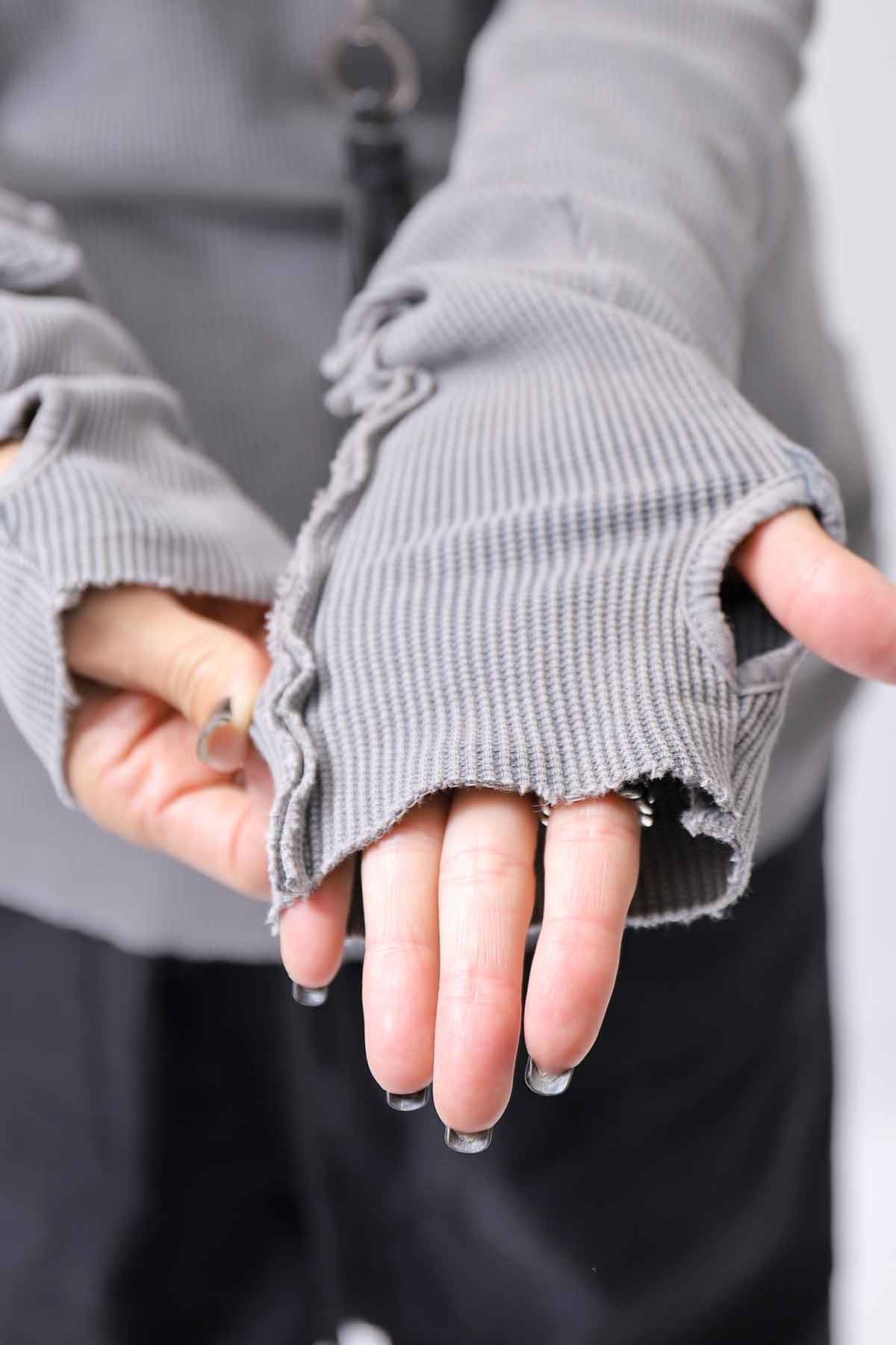 【thom/krom】 UNISEX WAFFLE COTTON LONG SLEEVE MT898_USED GREY