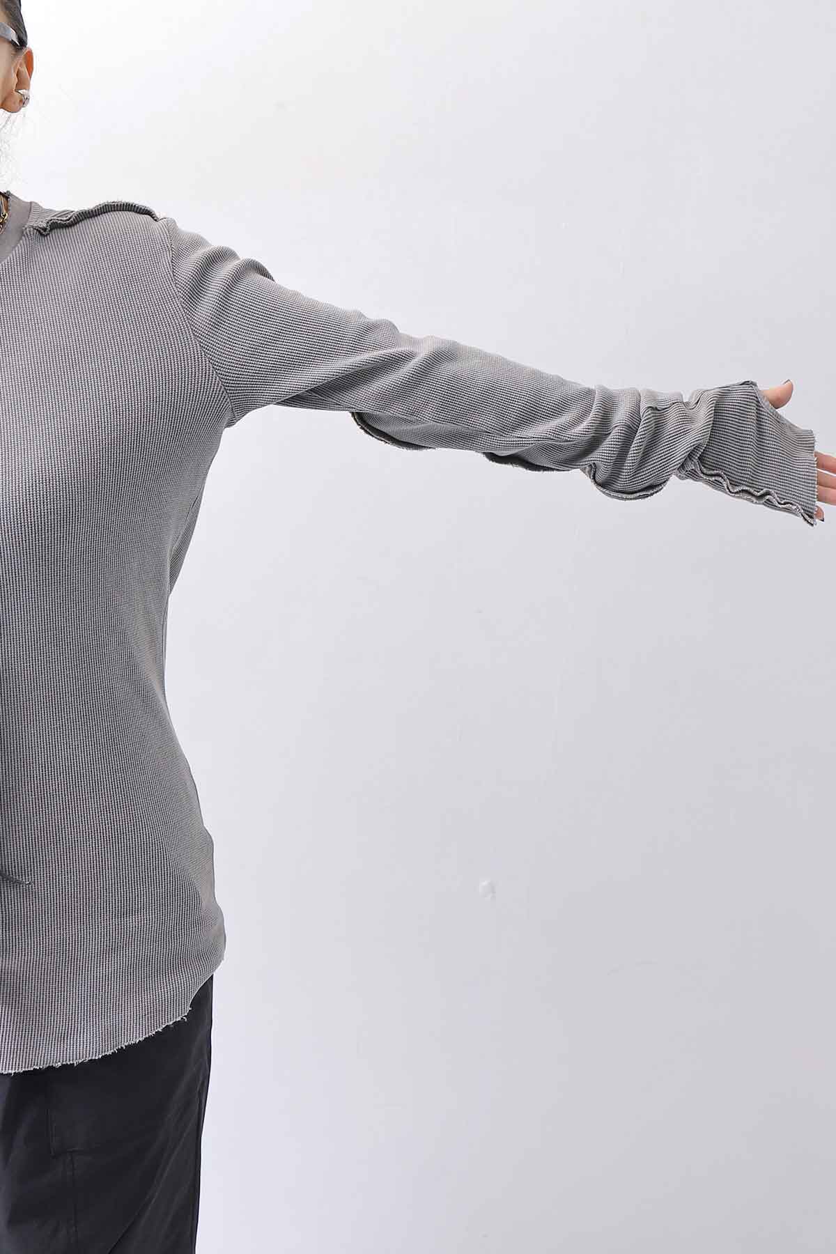 【thom/krom】 UNISEX WAFFLE COTTON LONG SLEEVE MT898_USED GREY
