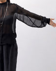 【thom/krom】 LONG SLEEVE SEE THROUGH SHIRT WH10_BLACK