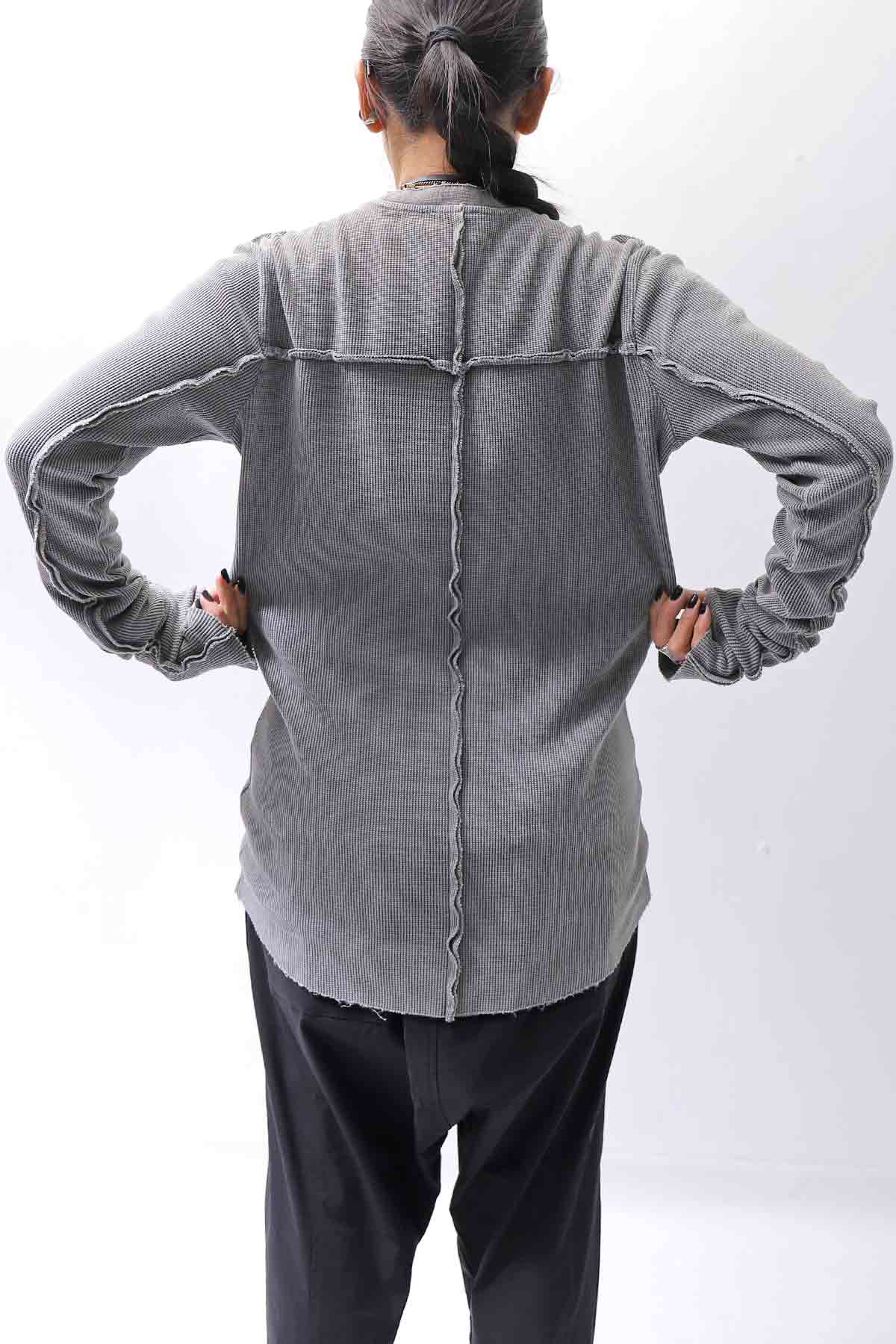 【thom/krom】 UNISEX WAFFLE COTTON LONG SLEEVE MT898_USED GREY