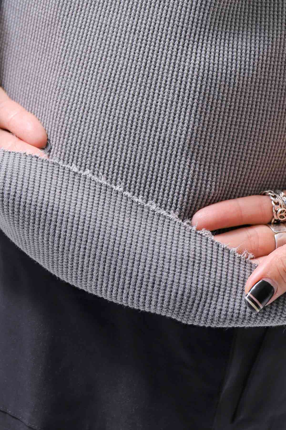 【thom/krom】 UNISEX WAFFLE COTTON LONG SLEEVE MT898_USED GREY