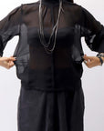 【thom/krom】 LONG SLEEVE SEE THROUGH SHIRT WH10_BLACK