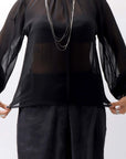 【thom/krom】 LONG SLEEVE SEE THROUGH SHIRT WH10_BLACK