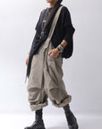 【Andrea Ya'aqov】 UNISEX 2WAY SHOULDER SALOPETTE PARACHUTE PANTS PAK71_OLIVE BEIGE