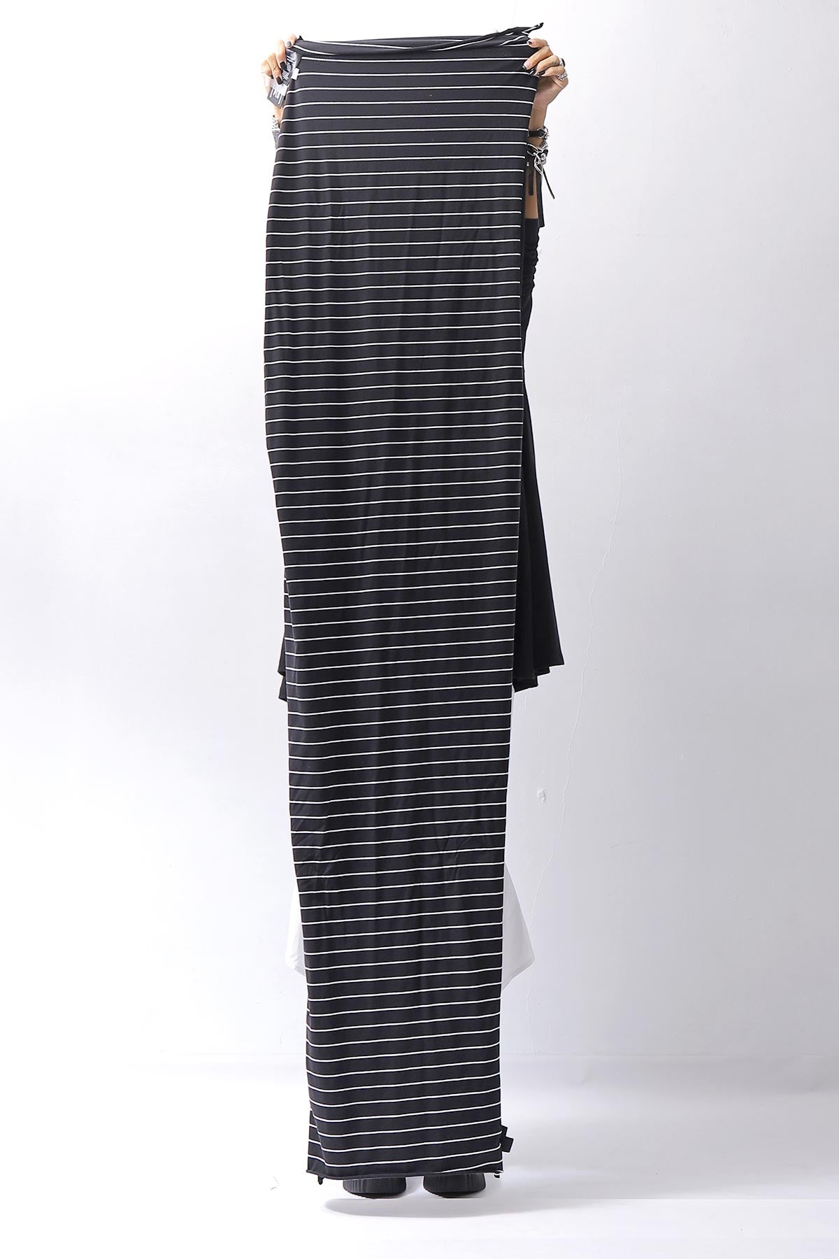 【PLÜ】 MULTIWAY STRETCH COTTON STOLE PL21_STRIPE/BLACK