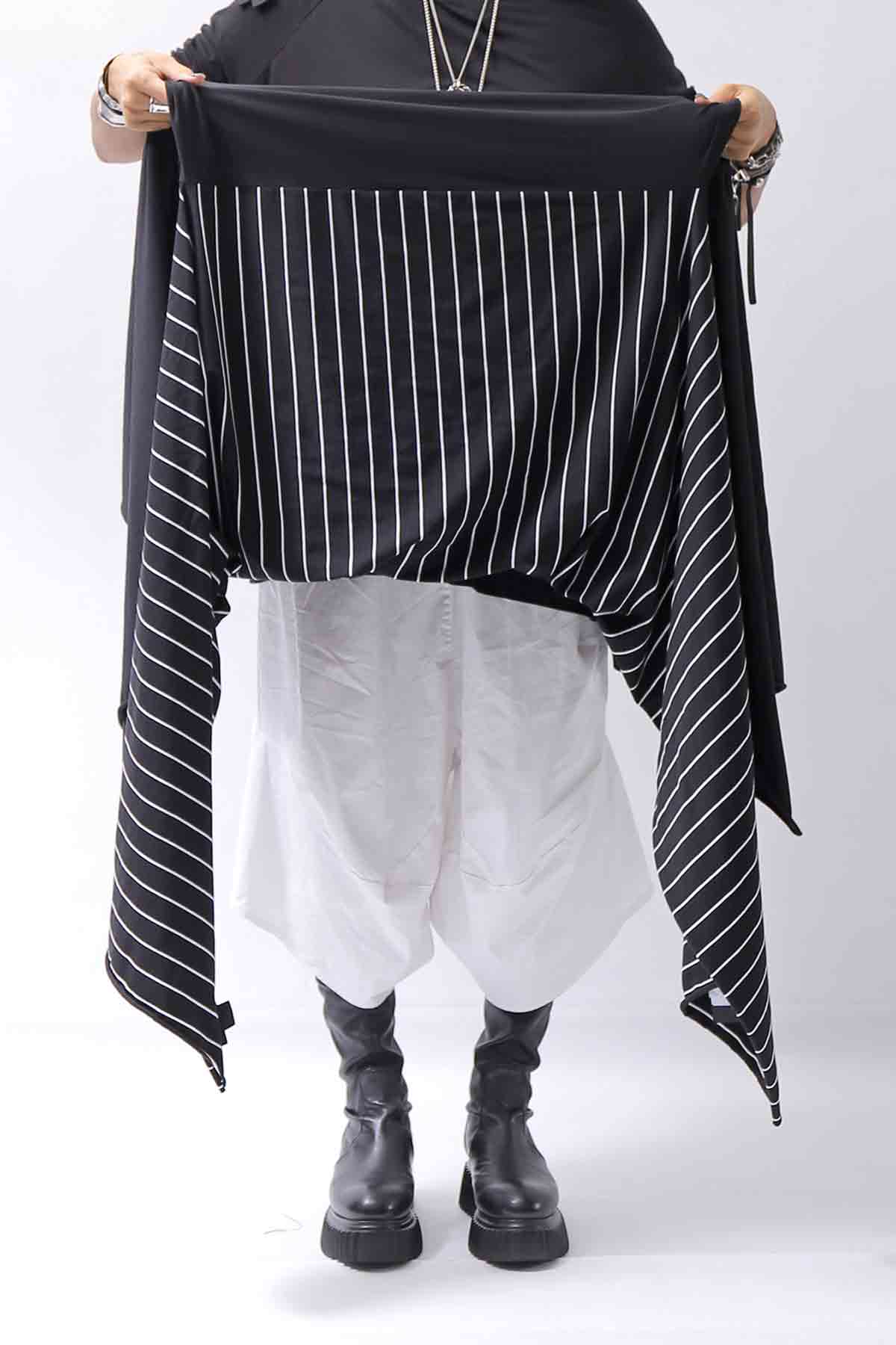 【PLÜ】 MULTIWAY STRETCH COTTON STOLE PL21_STRIPE/BLACK