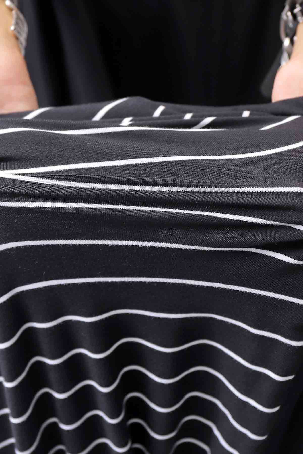 【PLÜ】 MULTIWAY STRETCH COTTON STOLE PL21_STRIPE/BLACK