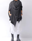 【PLÜ】 MULTIWAY STRETCH COTTON STOLE PL21_STRIPE/BLACK