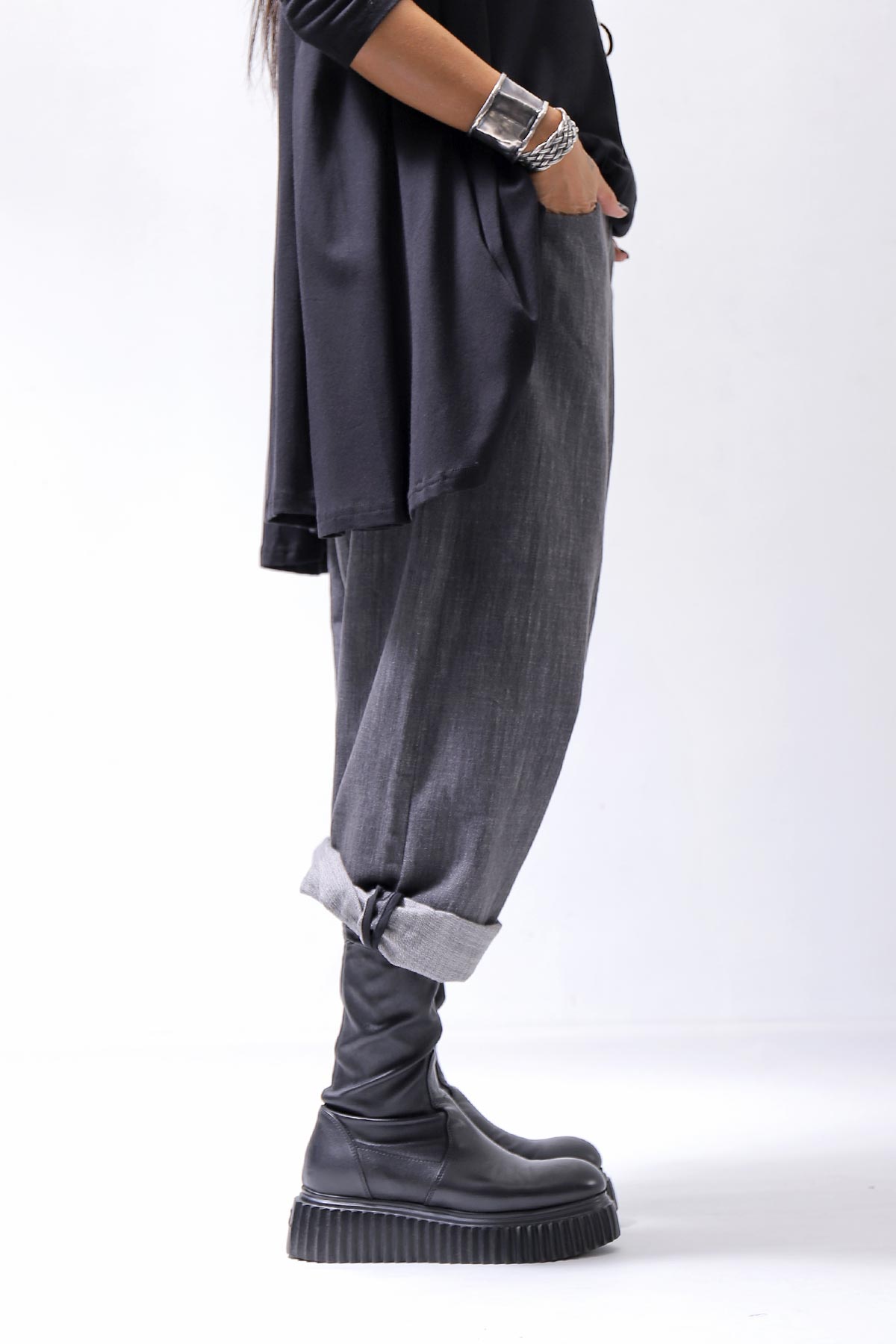 【studio b3】 UNISEX COTTON DENIM BOX SALLOUEL PANTS MPB1830_MARENGO(GREY WASH)