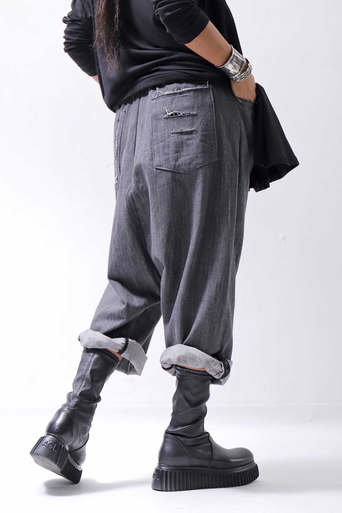 【studio b3】 UNISEX COTTON DENIM BOX SALLOUEL PANTS MPB1830_MARENGO(GREY WASH)