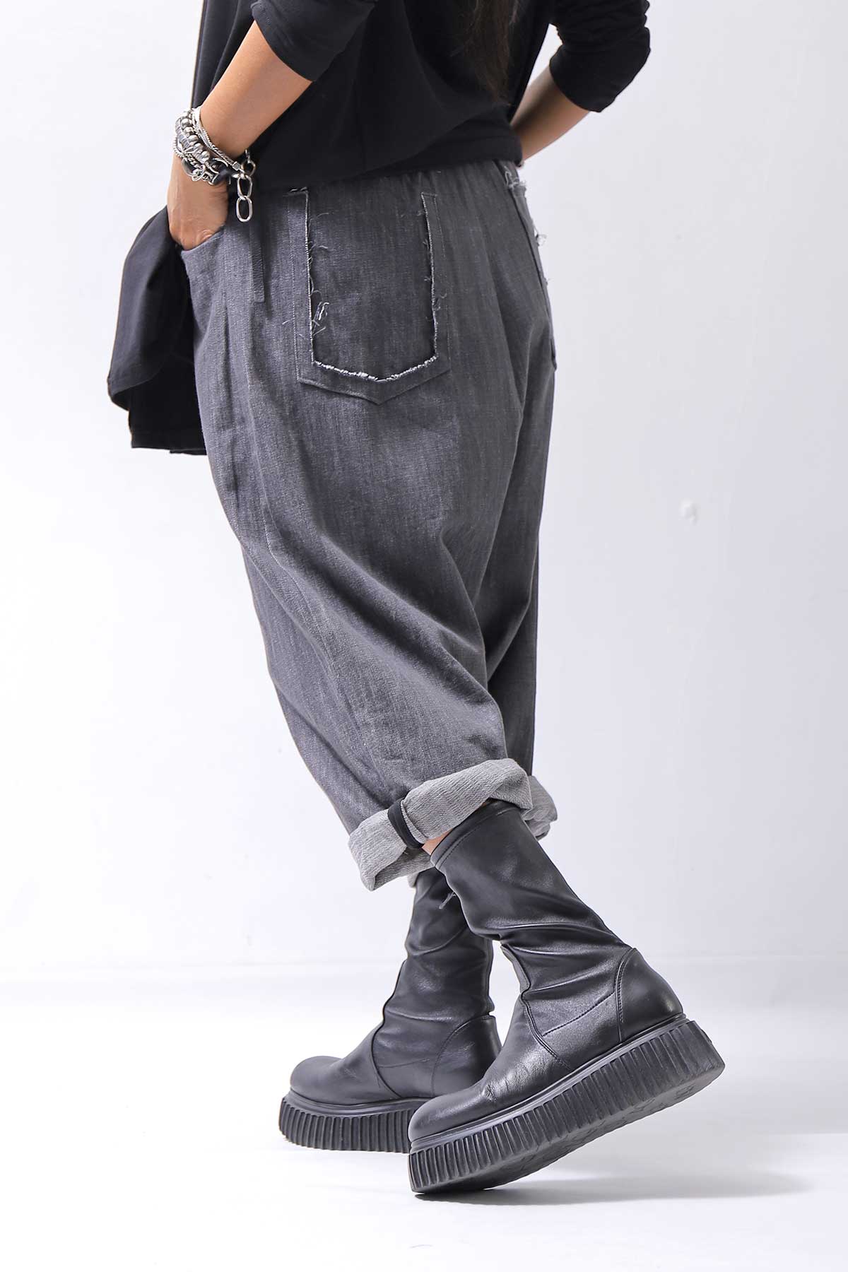 【studio b3】 UNISEX COTTON DENIM BOX SALLOUEL PANTS MPB1830_MARENGO(GREY WASH)