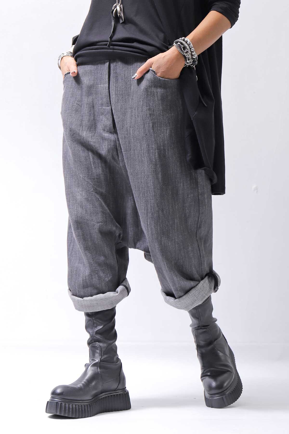 【studio b3】 UNISEX COTTON DENIM BOX SALLOUEL PANTS MPB1830_MARENGO(GREY WASH)