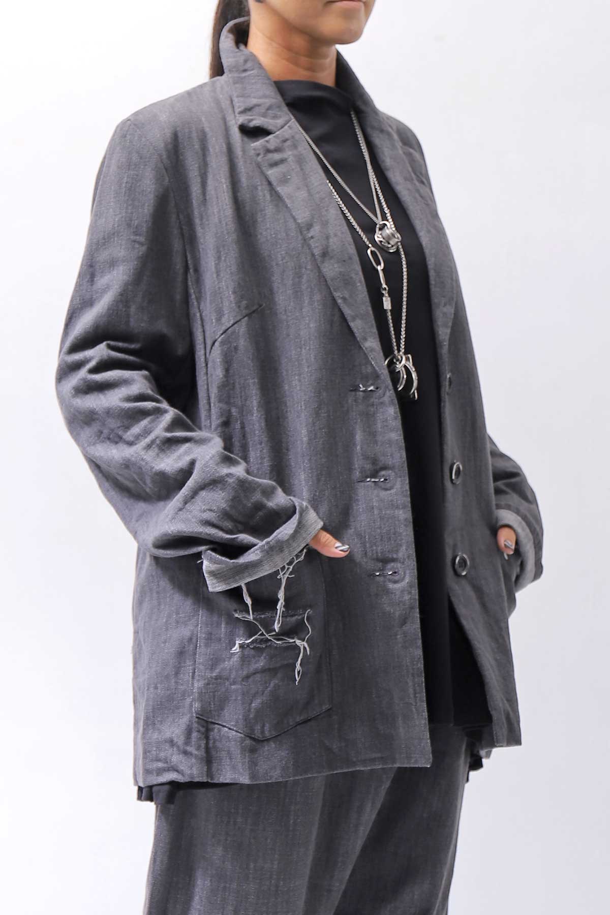 【studio b3】 UNISEX COTTON DENIM RELAX FIT JACKET RBB2018_MARENGO(GREY WASH)