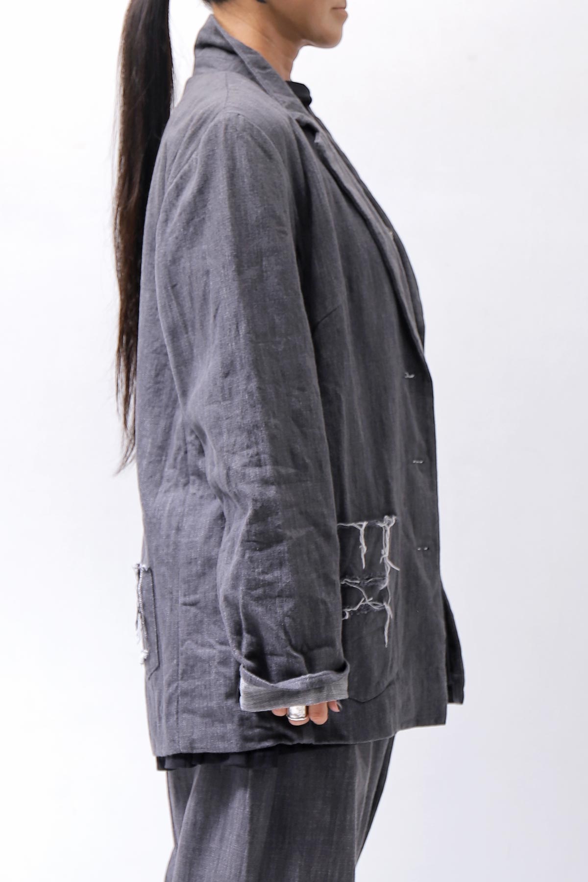 【studio b3】 UNISEX COTTON DENIM RELAX FIT JACKET RBB2018_MARENGO(GREY WASH)