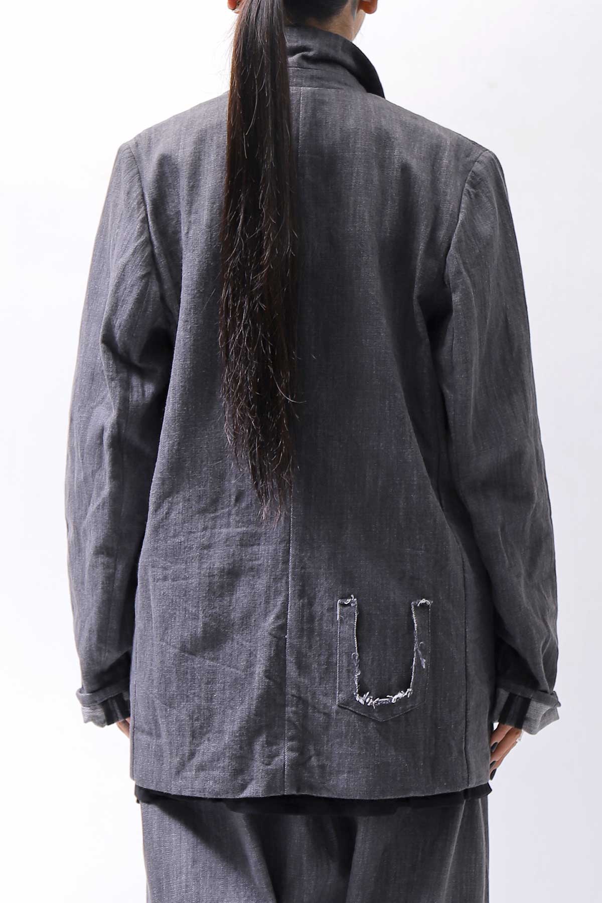 【studio b3】 UNISEX COTTON DENIM RELAX FIT JACKET RBB2018_MARENGO(GREY WASH)