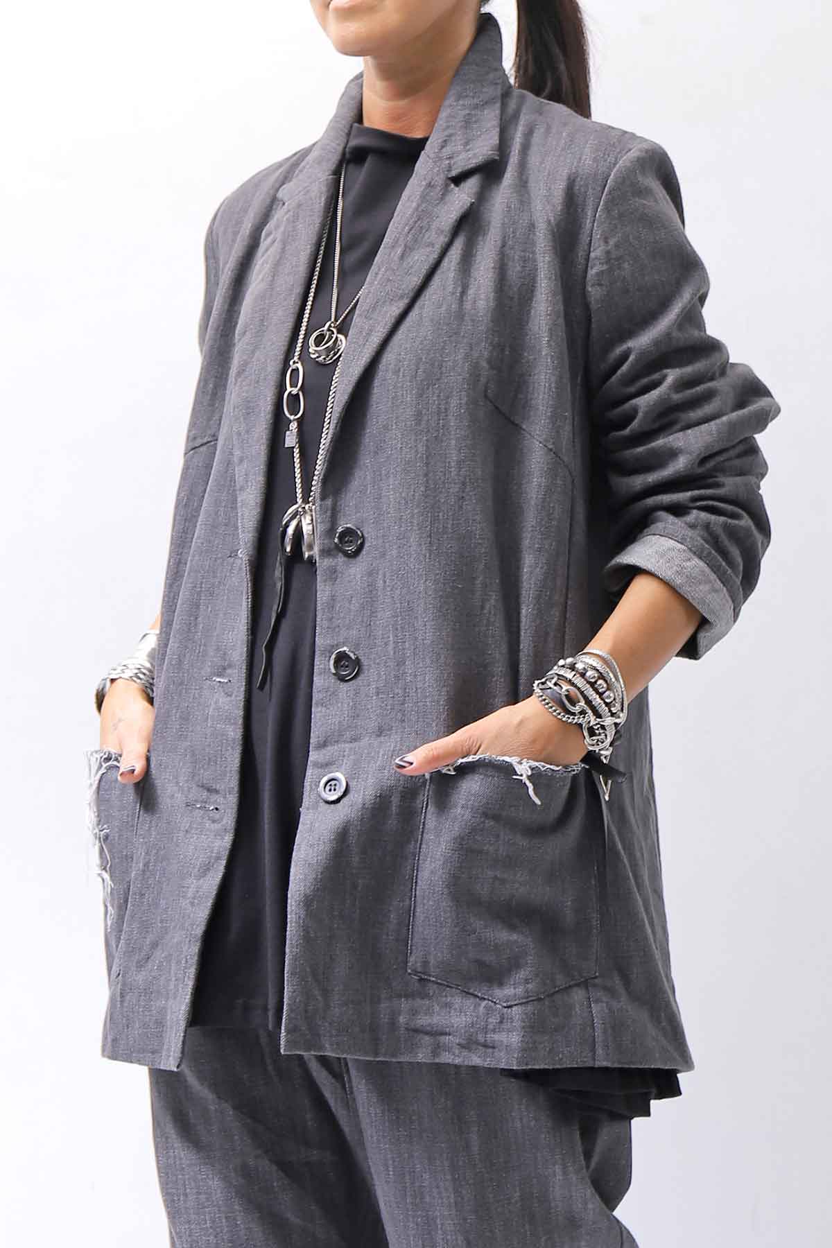 【studio b3】 UNISEX COTTON DENIM RELAX FIT JACKET RBB2018_MARENGO(GREY WASH)