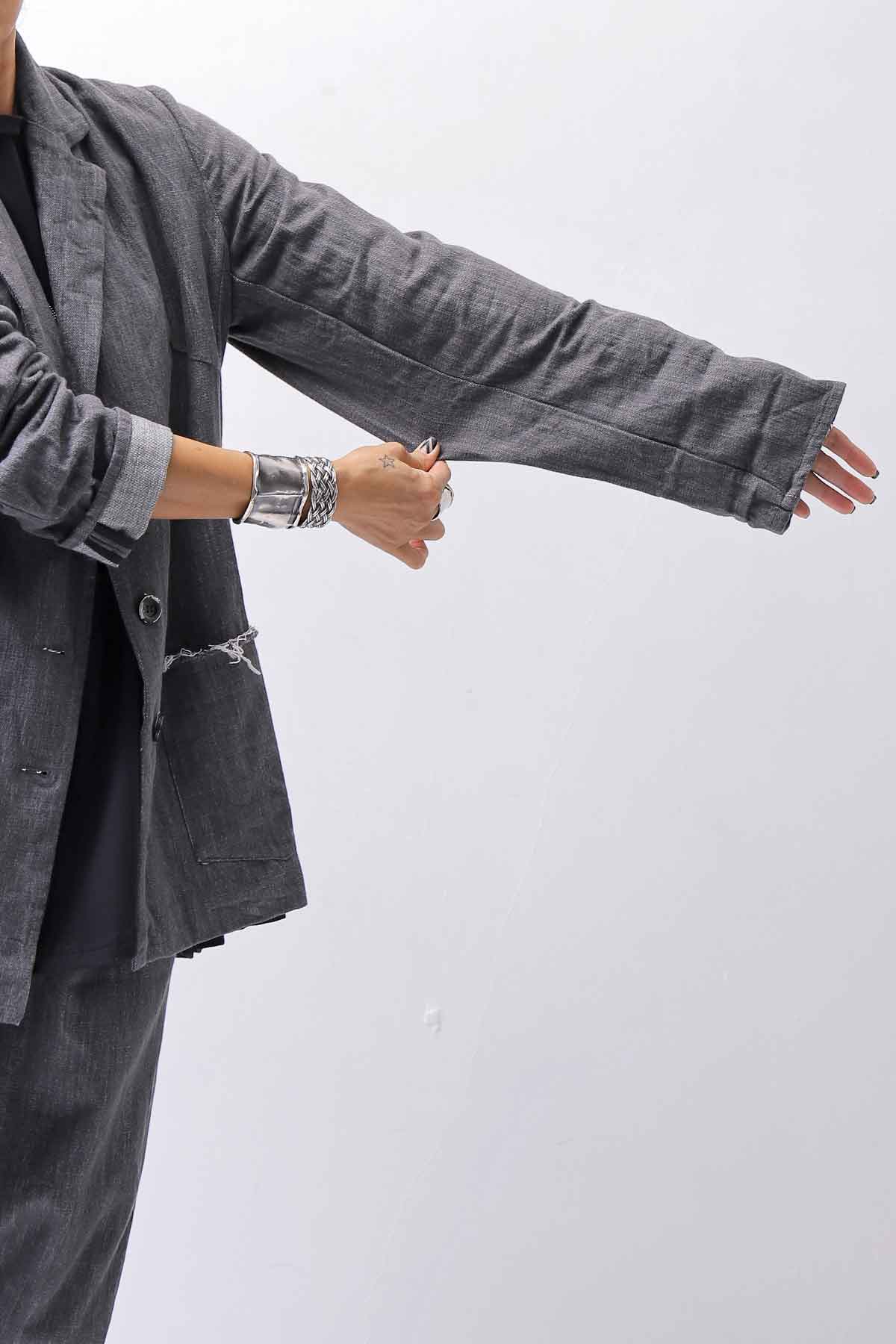 【studio b3】 UNISEX COTTON DENIM RELAX FIT JACKET RBB2018_MARENGO(GREY WASH)