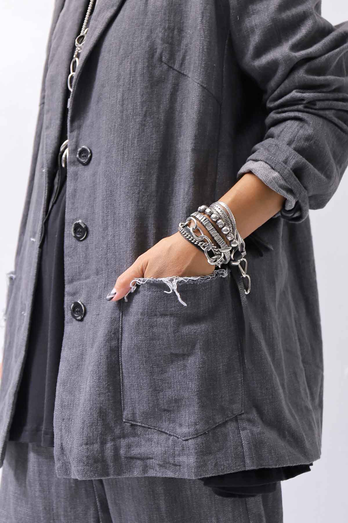 【studio b3】 UNISEX COTTON DENIM RELAX FIT JACKET RBB2018_MARENGO(GREY WASH)