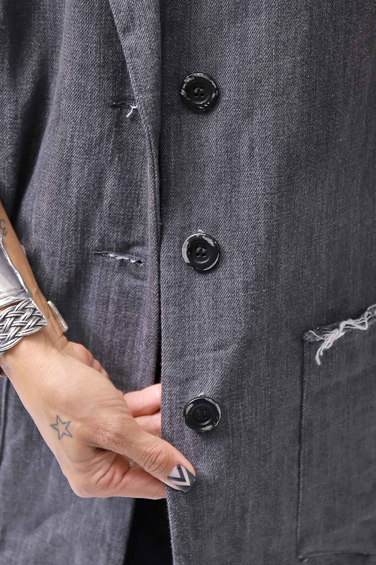 【studio b3】 UNISEX COTTON DENIM RELAX FIT JACKET RBB2018_MARENGO(GREY WASH)