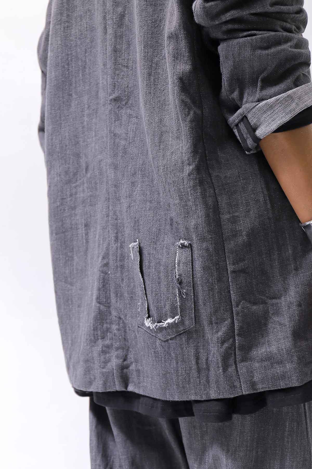 【studio b3】 UNISEX COTTON DENIM RELAX FIT JACKET RBB2018_MARENGO(GREY WASH)