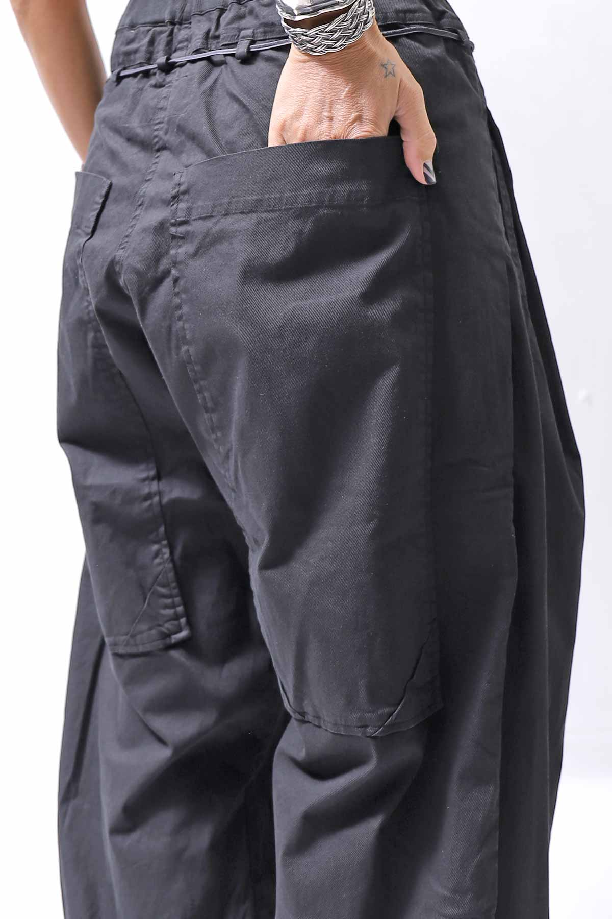 【RUNDHOLZ】 UNISEX SIDE TUCK ICONIC COTTON PANTS_BLACK