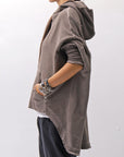 【studio b3】 UNISEX OVERSIZED COTTON SWEAT HOODIE SHB2161_TRUFFLE OLD DYE