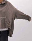 【studio b3】 UNISEX OVERSIZED COTTON SWEAT HOODIE SHB2161_TRUFFLE OLD DYE