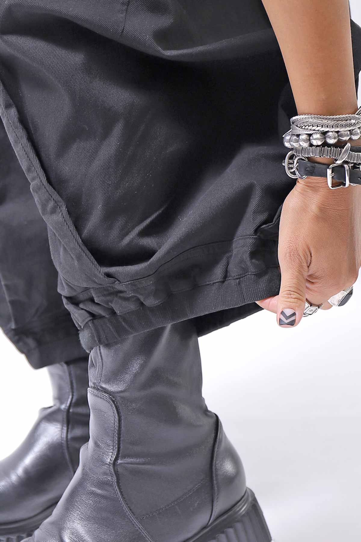 【RUNDHOLZ】 UNISEX SIDE TUCK ICONIC COTTON PANTS_BLACK