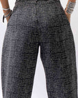 【NOSTRASANTISSIMA】 UNISEX TWEED FRONT TUCK PANTS P118_TWEED BLACK