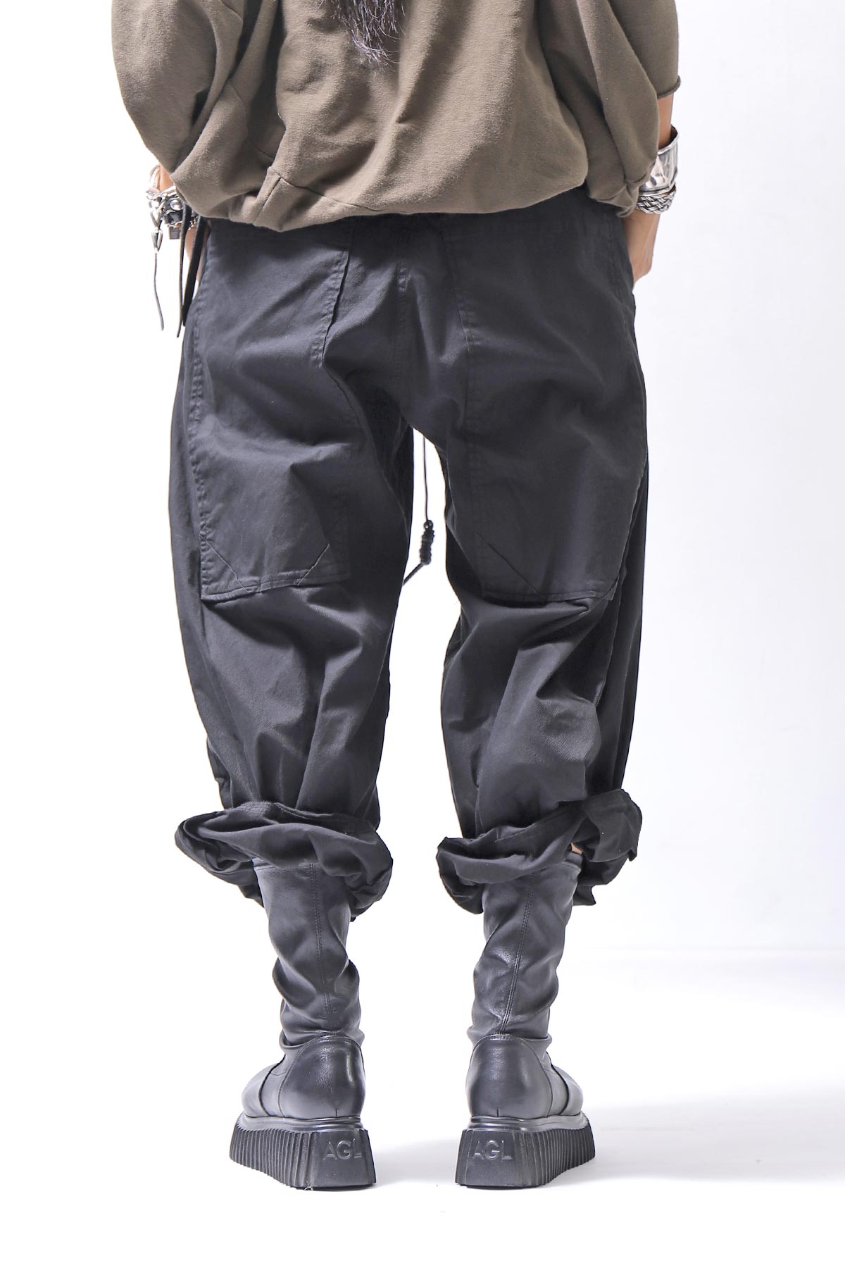 【RUNDHOLZ】 UNISEX SIDE TUCK ICONIC COTTON PANTS_BLACK