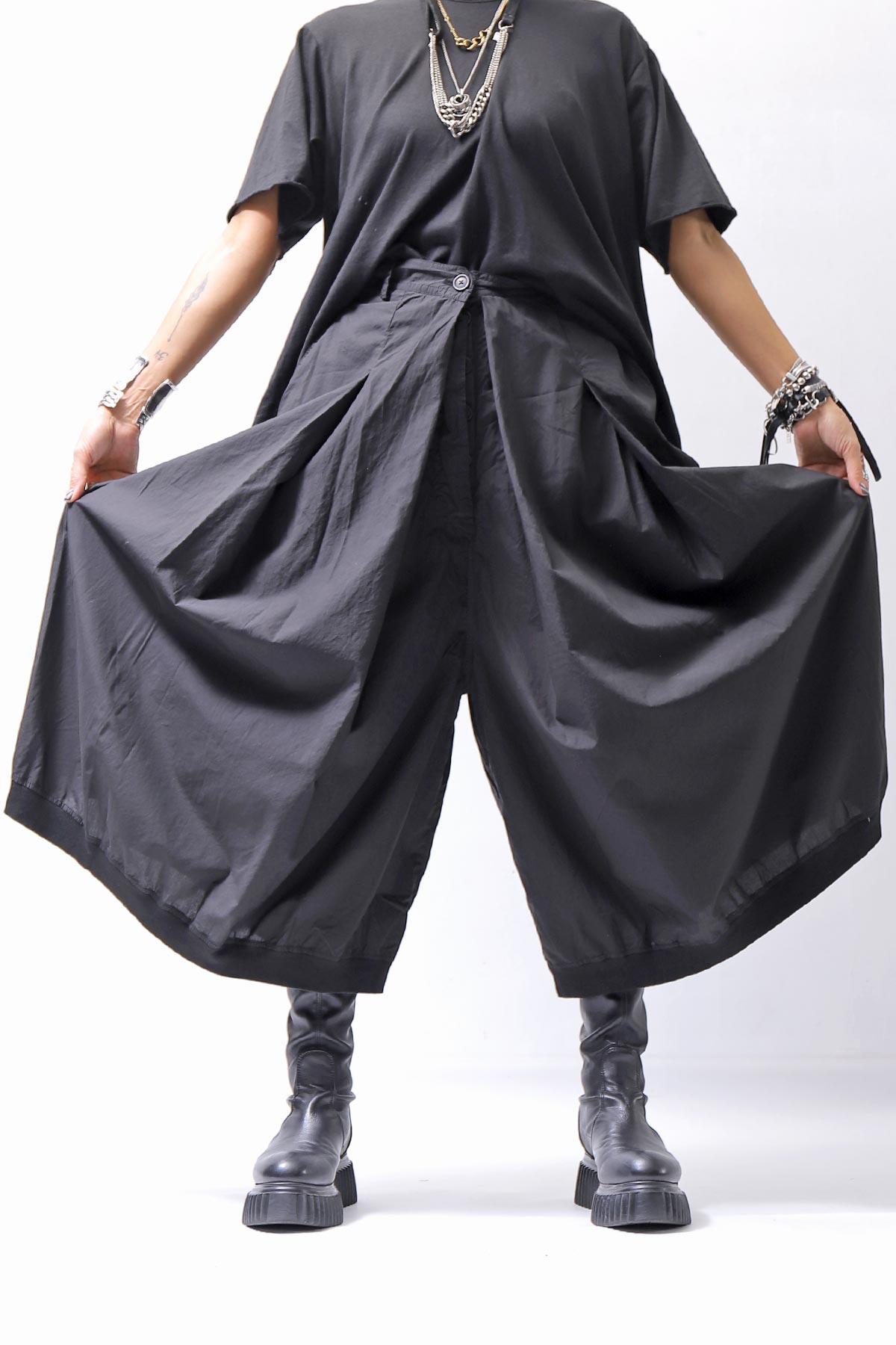 【RUNDHOLZ】 FRONT TUCK WIDE COTTON PANTS_BLACK