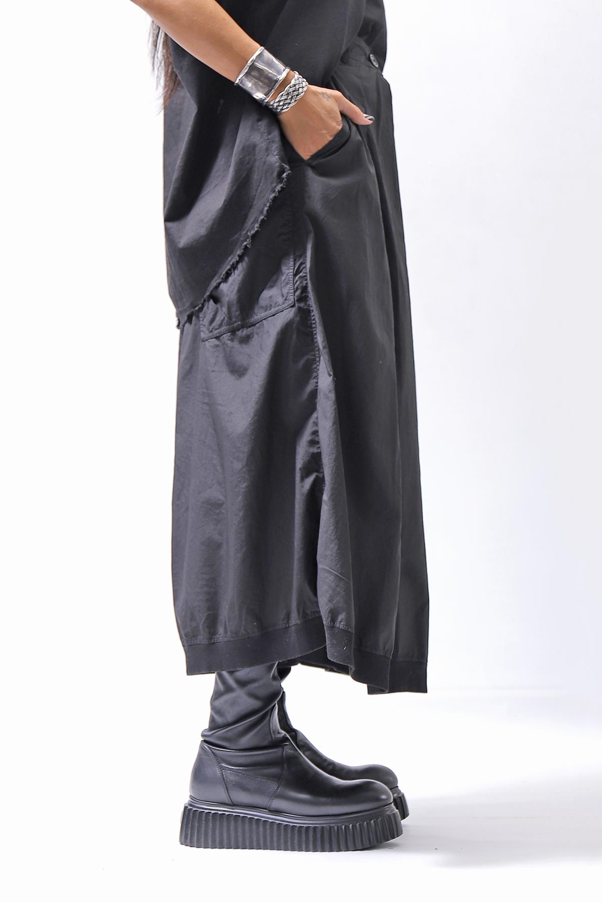 【RUNDHOLZ】 FRONT TUCK WIDE COTTON PANTS_BLACK