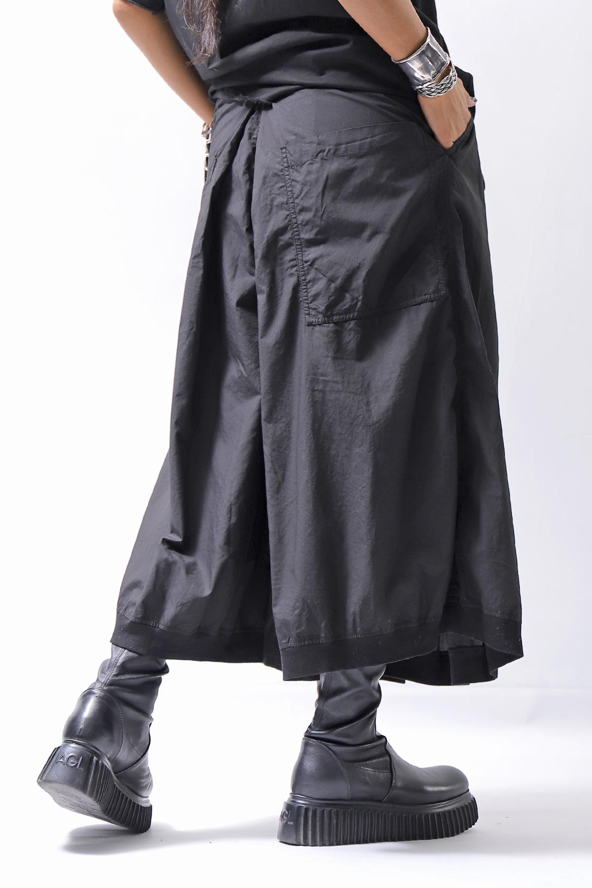 【RUNDHOLZ】 FRONT TUCK WIDE COTTON PANTS_BLACK