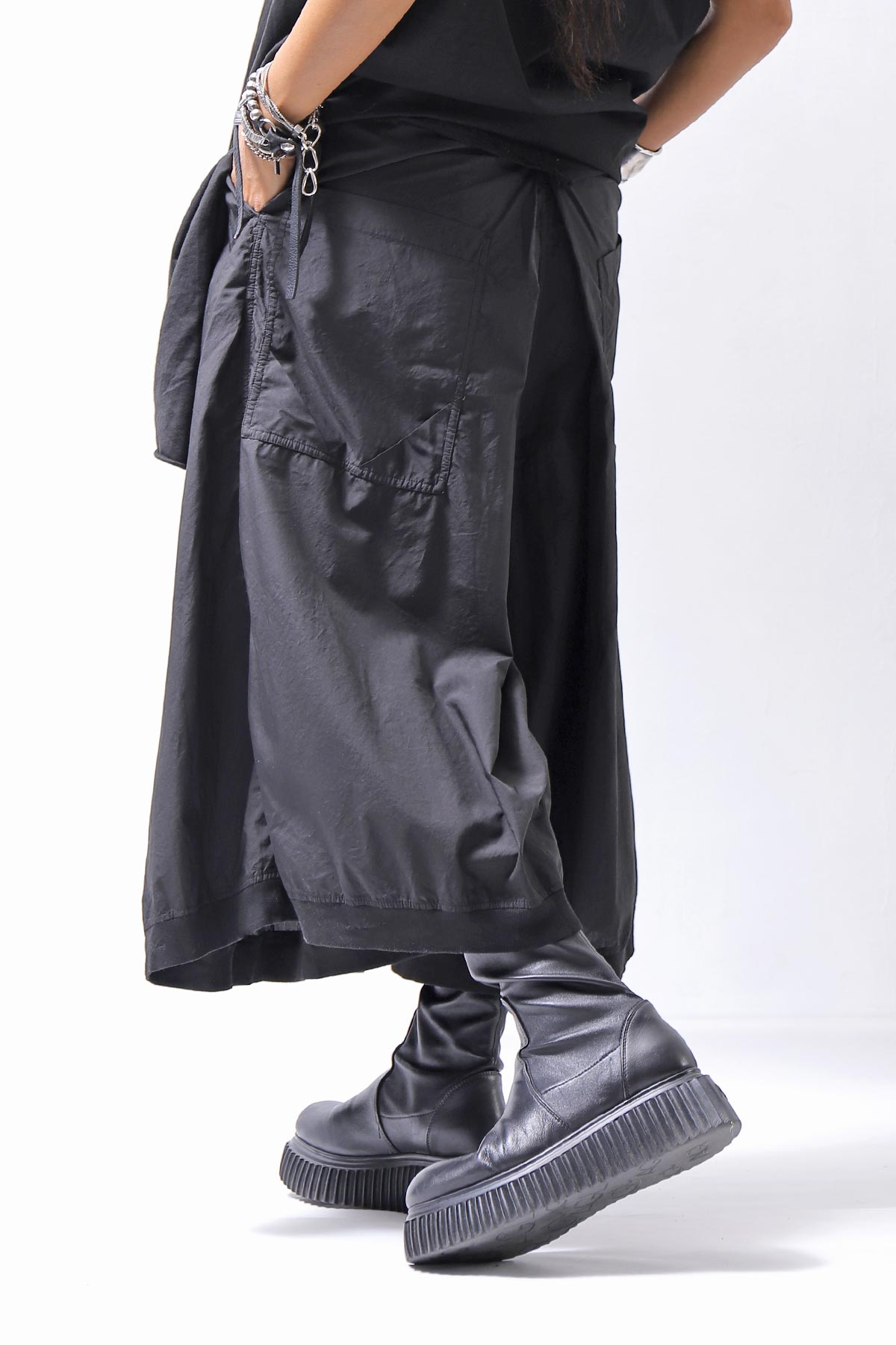 【RUNDHOLZ】 FRONT TUCK WIDE COTTON PANTS_BLACK