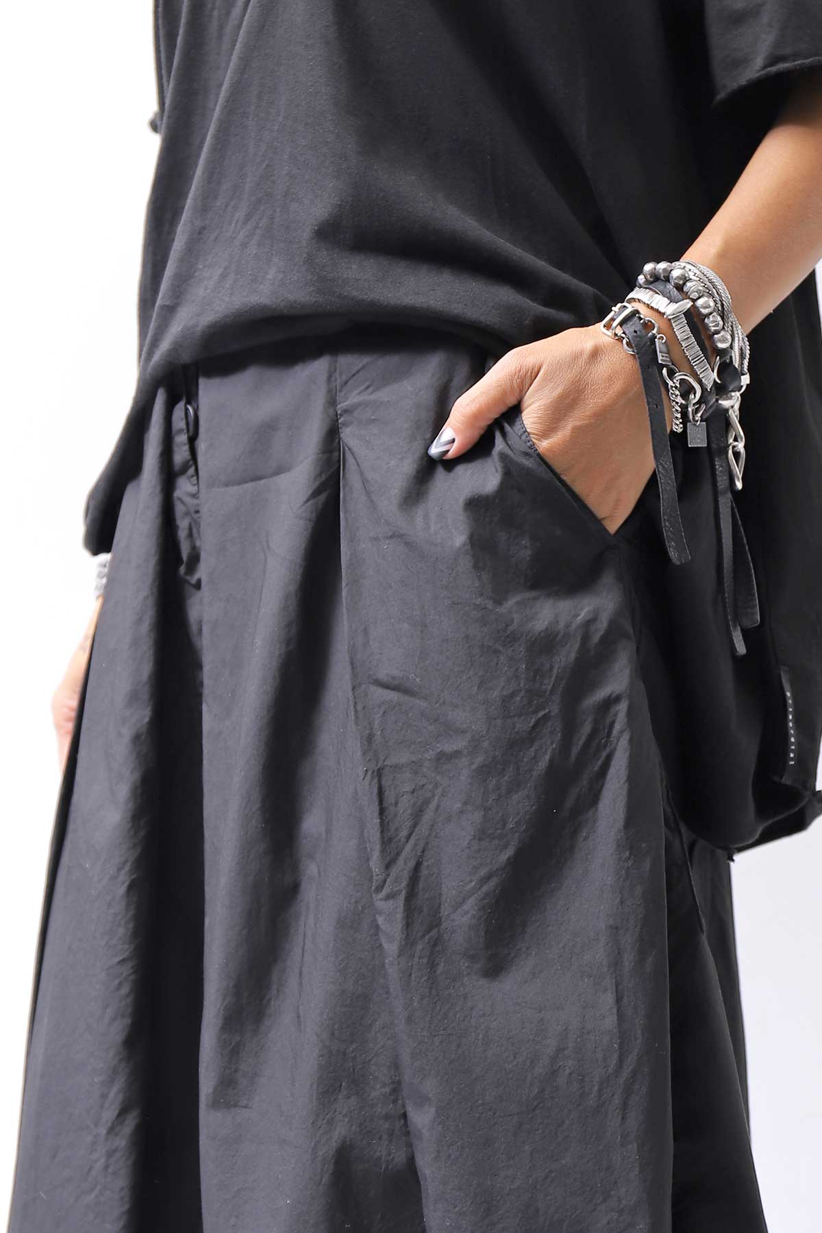 【RUNDHOLZ】 FRONT TUCK WIDE COTTON PANTS_BLACK