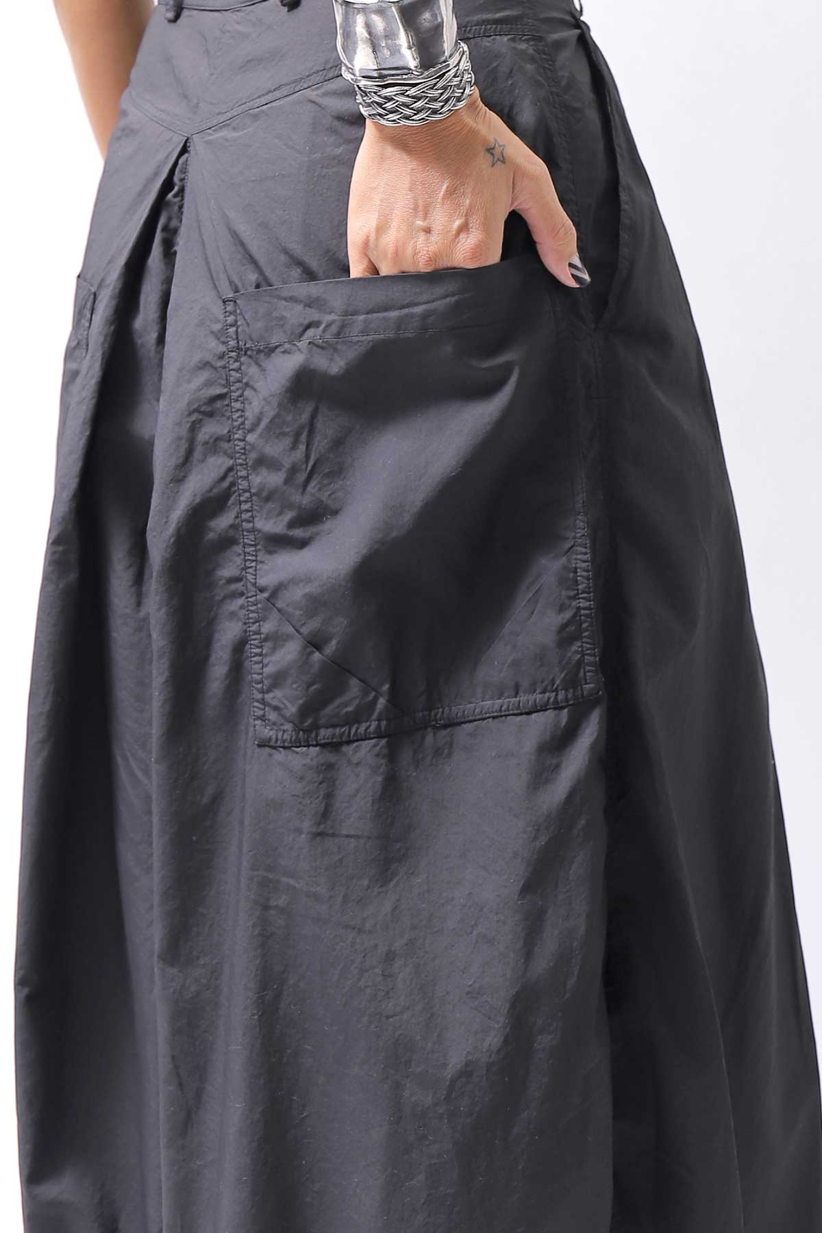 【RUNDHOLZ】 FRONT TUCK WIDE COTTON PANTS_BLACK