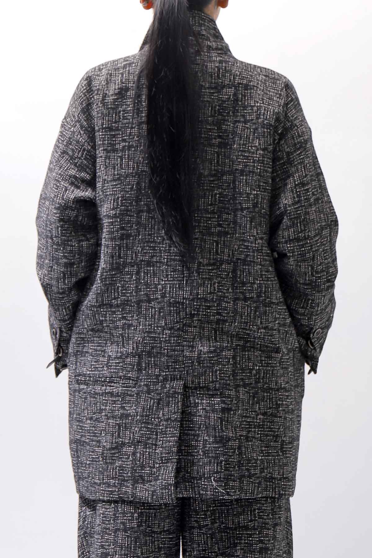 【NOSTRASANTISSIMA】 UNISEX OVERSIZED TWEED DOUBLE BUTTON JACKET J116_TWEED BLACK