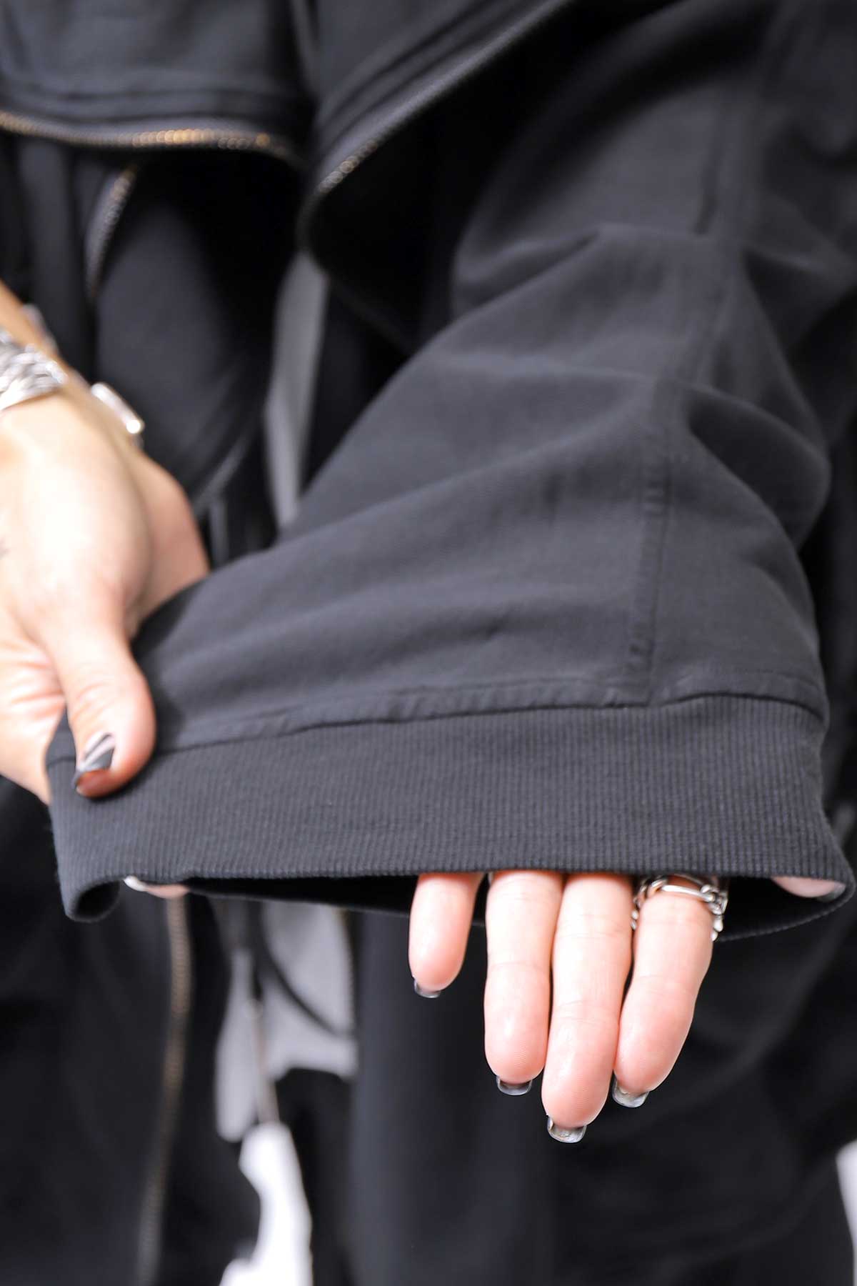 【RUNDHOLZ】 UNISEX DOUBLE LAYERED RELAX FIT ZIP-UP HOODIE_BLACK