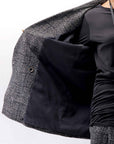 【NOSTRASANTISSIMA】 UNISEX OVERSIZED TWEED DOUBLE BUTTON JACKET J116_TWEED BLACK
