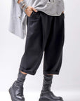 【NOSTRASANTISSIMA】 UNISEX STRETCH FRONT TUCK PANTS P118_BLACK