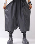 【studio b3】 UNISEX COATED LINEN&BAMBOO BOX SARROUEL PANTS NB2123_BLACK