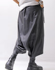 【studio b3】 UNISEX COATED LINEN&BAMBOO BOX SARROUEL PANTS NB2123_BLACK
