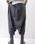 【studio b3】 UNISEX COATED LINEN&BAMBOO BOX SARROUEL PANTS NB2123_BLACK