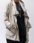 【RUNDHOLZ】 UNISEX DOUBLE LAYERED ZIP-UP HOODIE_SAND CLOUD