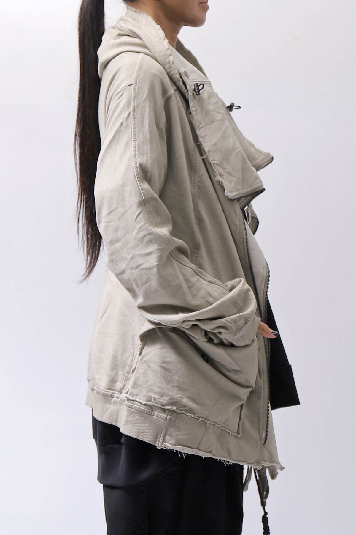 【RUNDHOLZ】 UNISEX DOUBLE LAYERED ZIP-UP HOODIE_SAND CLOUD