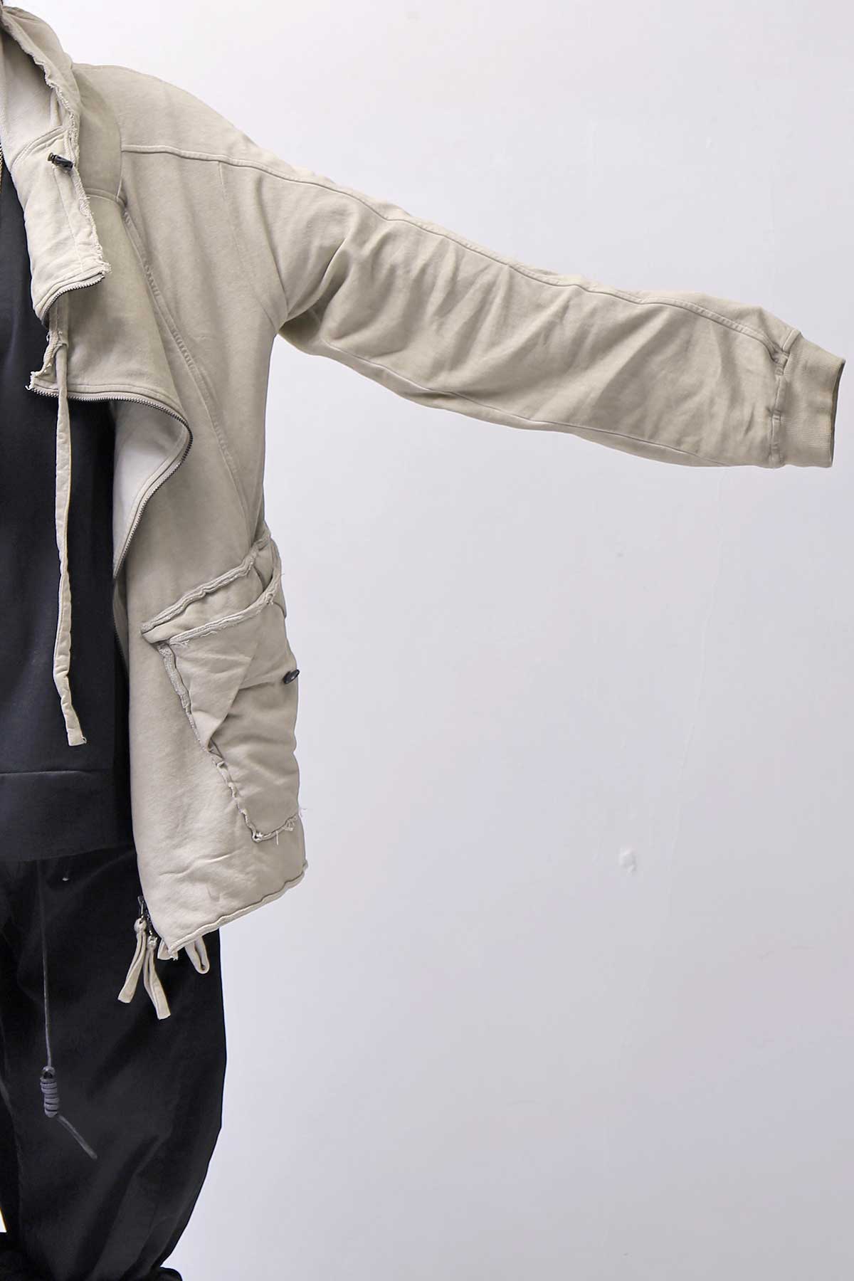 【RUNDHOLZ】 UNISEX DOUBLE LAYERED ZIP-UP HOODIE_SAND CLOUD