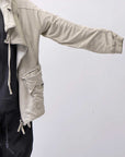 【RUNDHOLZ】 UNISEX DOUBLE LAYERED ZIP-UP HOODIE_SAND CLOUD